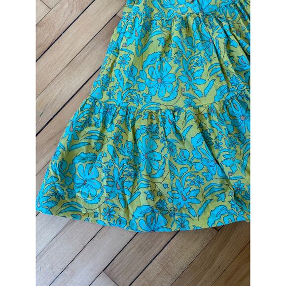 Utsa kids green and blue floral youth dress - Picture 6 of 7